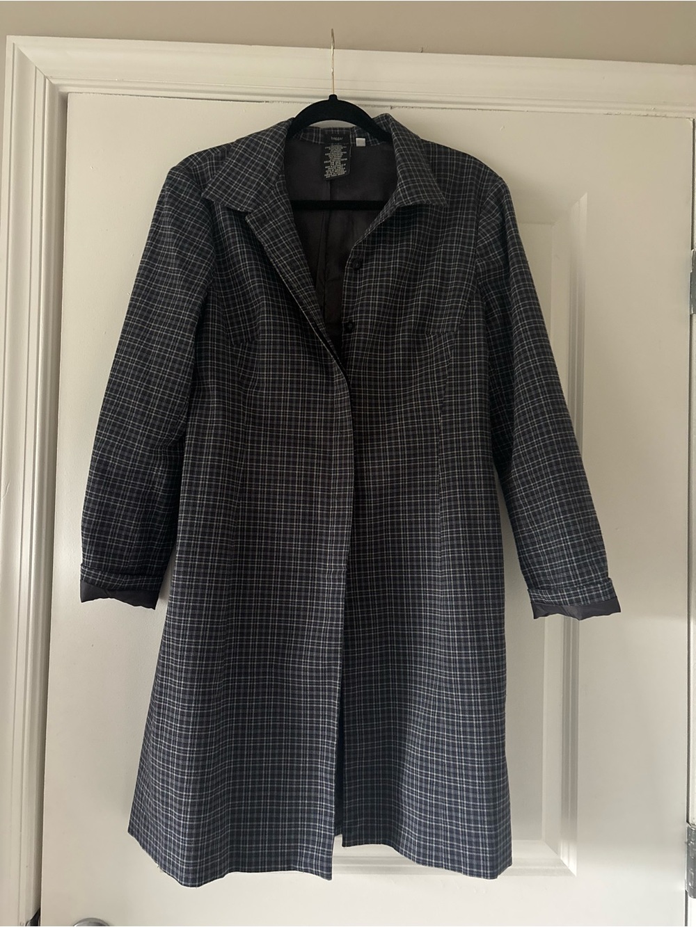 Haggar Navy and Gray Checked Trench Coat